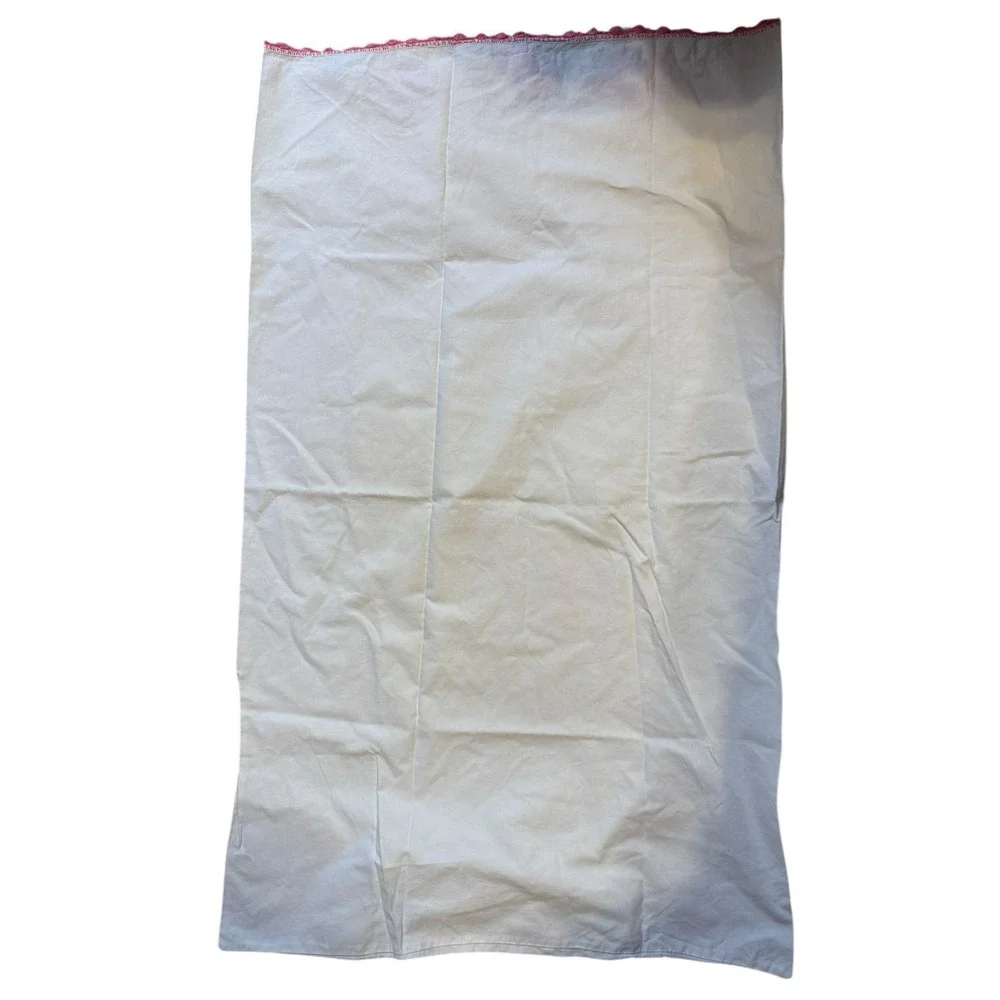 Vintage Pillowcase White Pink‎ White Hand Crocheted Lacy Floral